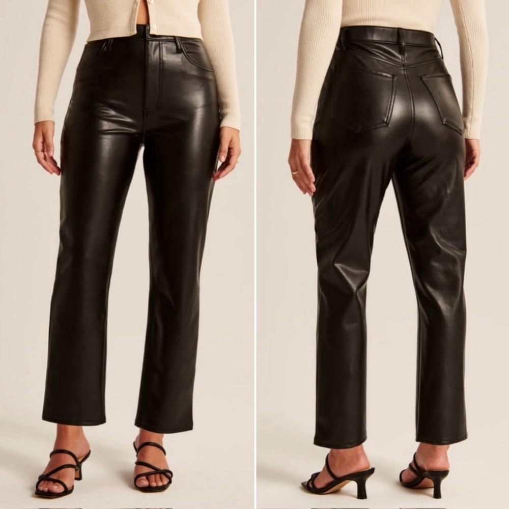☀️ 3/$25 NWT Abercrombie & Fitch Curve Love Vegan Leather Ankle Straight Pant